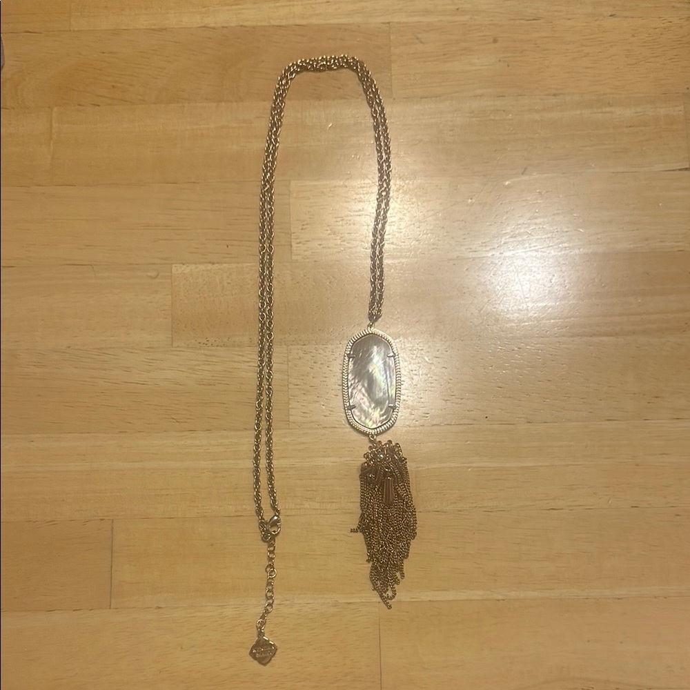 Kendra Scott Gold-Tone Iridescent Pendant Tassel Necklace